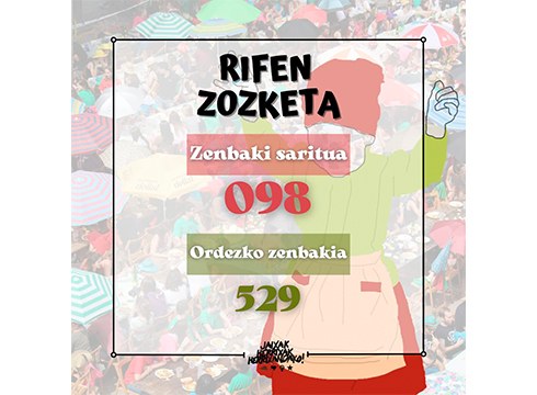 Jaixaken Sanandresetako rifaren irabazlea 098 zenbakia izan da