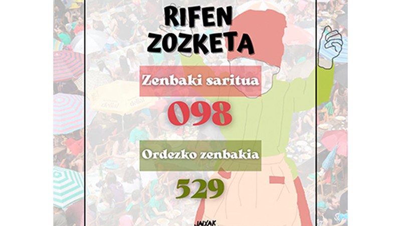 Jaixaken Sanandresetako rifaren irabazlea 098 zenbakia izan da