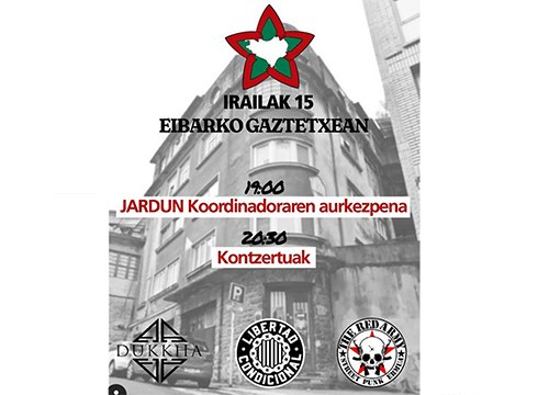 Jardun koordinadoraren aurkezpena eta kontzertuak eguenean Gaztetxian