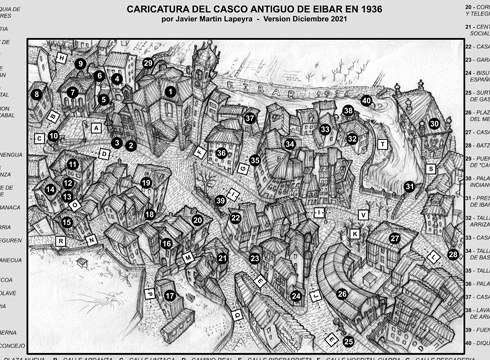 Javier Martin Lapeyrak 1936ko Eibarko Alde Zaharraren posterra egin du