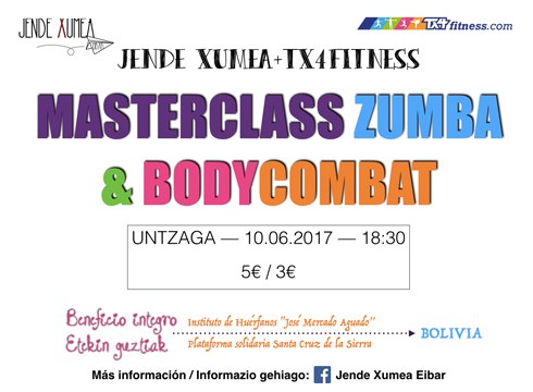 Jende Xumea elkarteak Zumba eta Bodycombat ekitaldia antolatu du zapaturako