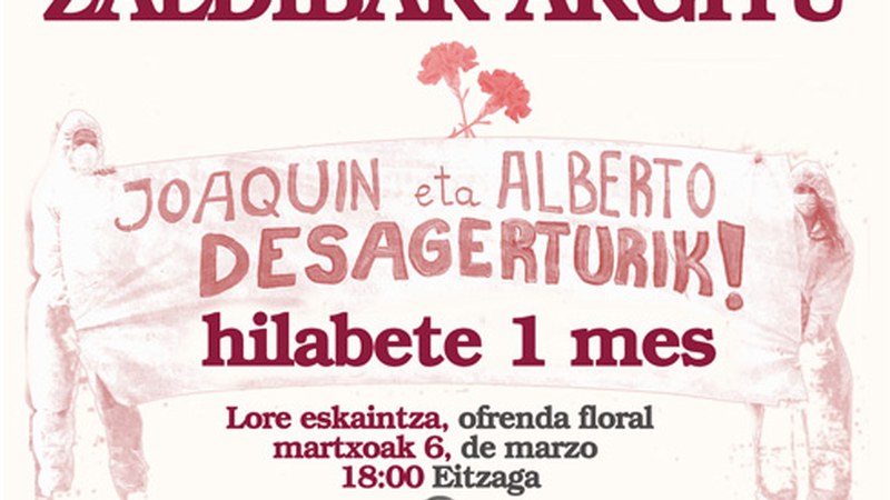 Joaquin Beltran eta Alberto Sololuze gogoratzeko lore-eskaitza egingo da gaur arratsaldean Eitzagan