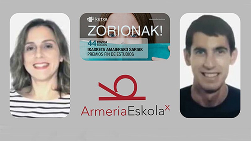 Julen Bilbao eta Ana Rosa Temprano Armeria Eskolako ikasleek espediente onenaren Kutxa Saria lortu dute