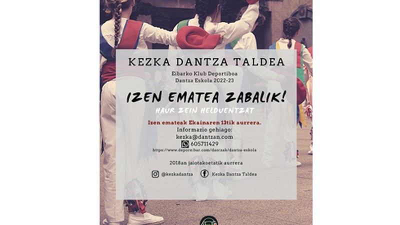 Kezkaren dantza-eskolarako izen-ematea zabalik dago