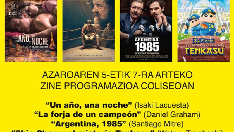 “La forja de un campeón” eta “Argentina, 1985” Shin Chan-ekin batera zine-programazioan