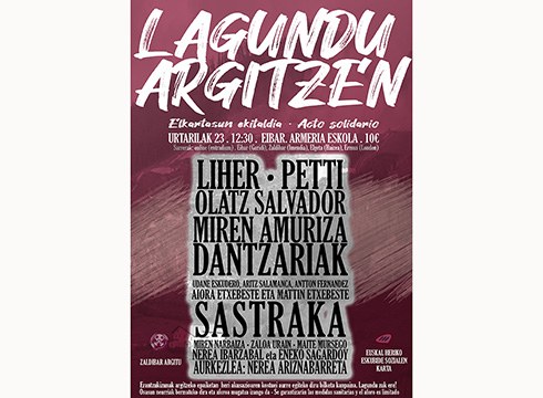 Lagundu Argitzen elkartasun ekitaldia antolatu du Zaldibar Argituk urtarrilaren 23rako