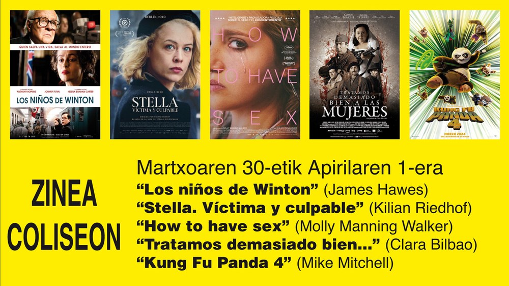 Lau pelikula barik, bost aukera izango ditugu asteburuko zine-karteldegian