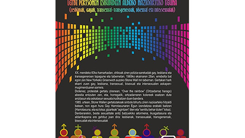 Lesbiana, gay, bisexual eta transexualen askapenerako eguna ospatzeko ekintzak bihar