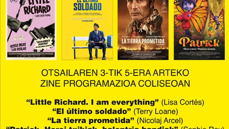 Little Richard-en inguruko dokumentala eta euskerazko “Patrick” Coliseo antzokiko zine-karteldegian