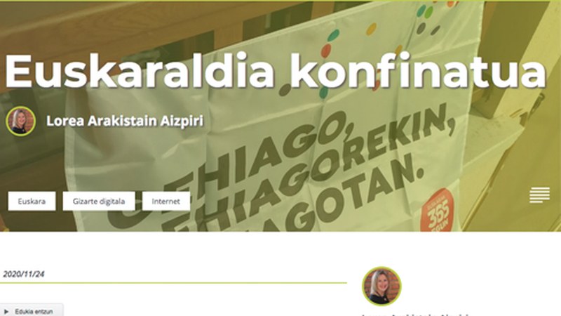 Lorea Arakistainen "Euskaraldia konfinatua" artikulua sarean.eus-en irakurgai