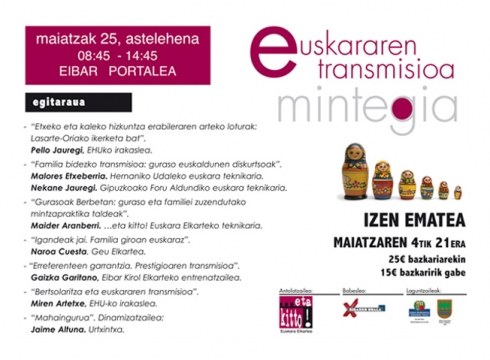 Maiatzak 25ean izango da aurtengo Euskara Transmisioa Mintegia