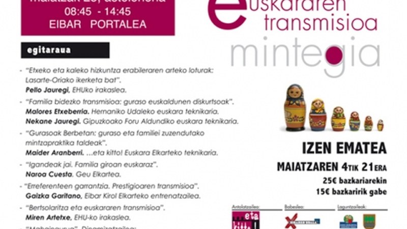 Maiatzak 25ean izango da aurtengo Euskara Transmisioa Mintegia