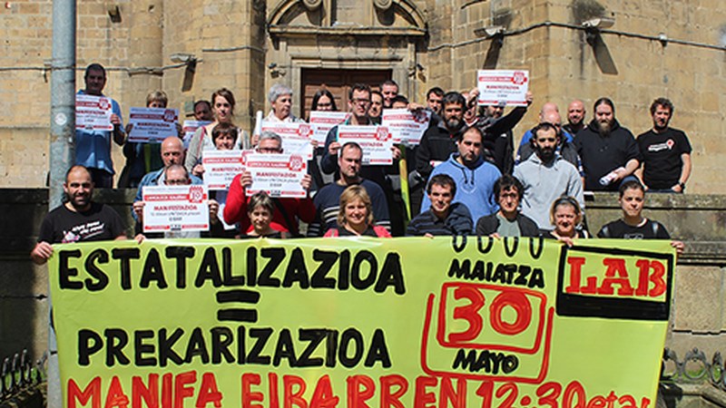 Maiatzaren 30erako lanuzteak deitu ditu LAB sindikatuak hitzarmenen estatalizazioaren aurka
