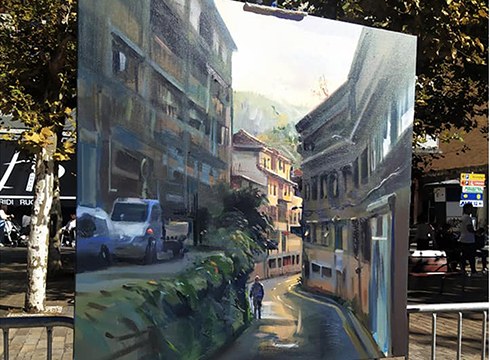 Maila handiko margolanak lehiatu ziren atzo Aire Zabaleko XLIV. Pintura Lehiaketan