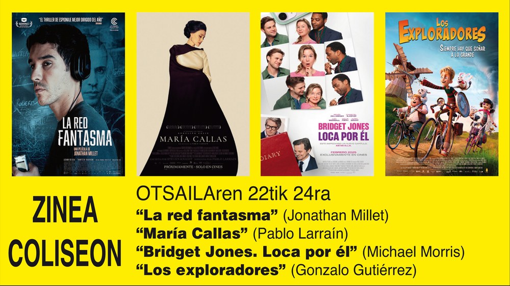 “Maria Callas” eta “Bridget Jones” asteburuko zine karteldegian