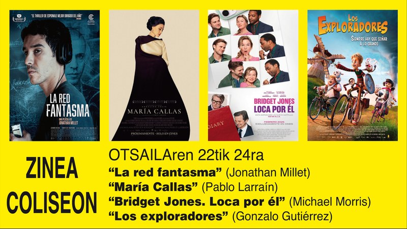 “Maria Callas” eta “Bridget Jones” asteburuko zine karteldegian