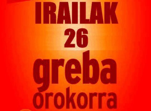 Martitzenean 19.00etan greba orokorrari babesa adierazteko manifestazioa egingo da