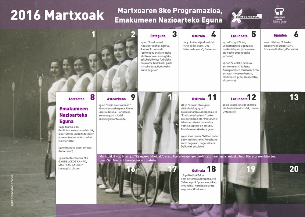 Martxoaren 8ko programazioa Eibarren