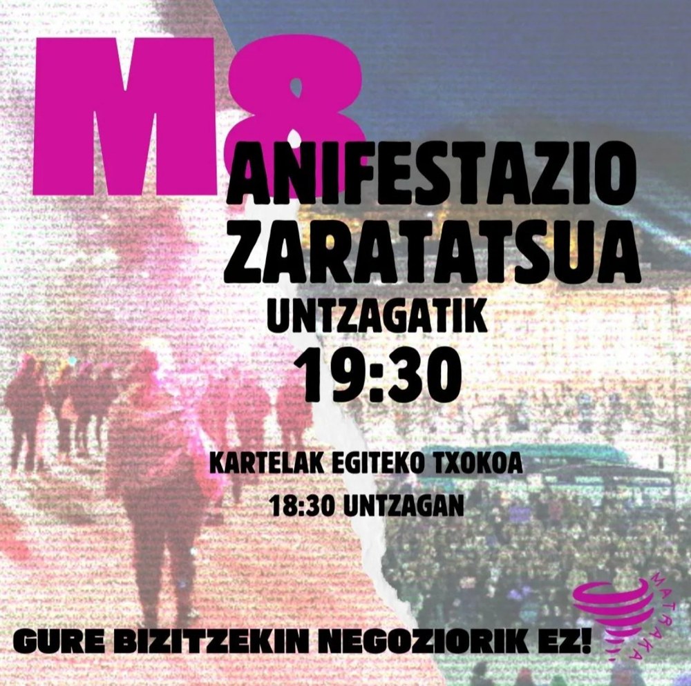 Matrakak antolatuta barixakuan manifestazio zaratatsua egingo da, 19:30ean Untzagatik hasita