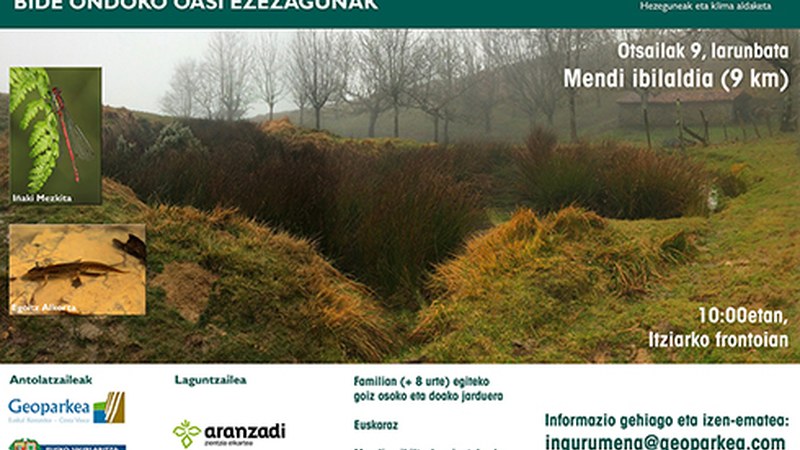 Mendiko hezeguneak ezagutzeko irteera gidatua antolatu du Geoparkeak zapaturako