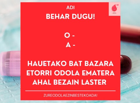 O- eta A- odol-taldeetako emaile bila dabiltza