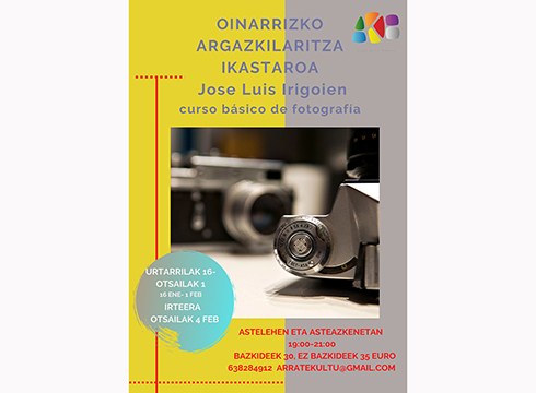 Oinarrizko argazkilaritza ikastaroa emango du Jose Luis Irigoienek urtarrilaren 16tik aurrera