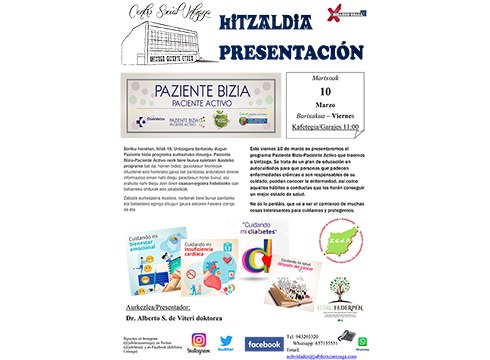 Osakidetzako Paziente Aktiboa programa azaltzera joango dira Untzagako jubilatu etxera barixakuan