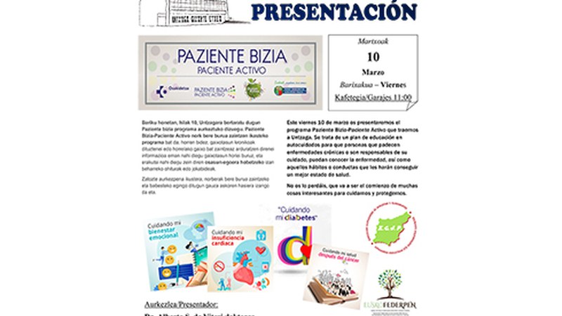 Osakidetzako Paziente Aktiboa programa azaltzera joango dira Untzagako jubilatu etxera barixakuan