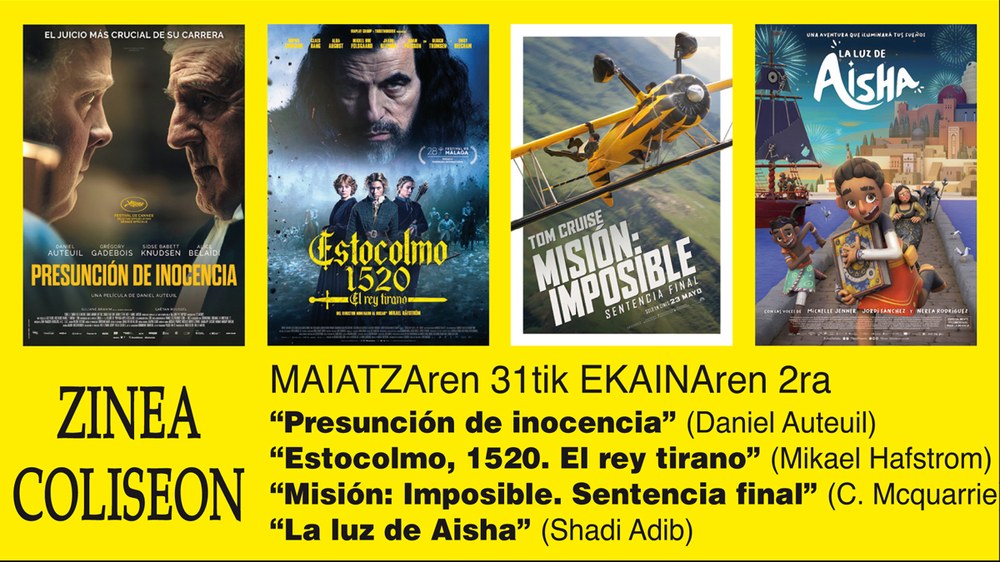 Pelikula berriak izango dira asteburuko Coliseoko guztiak