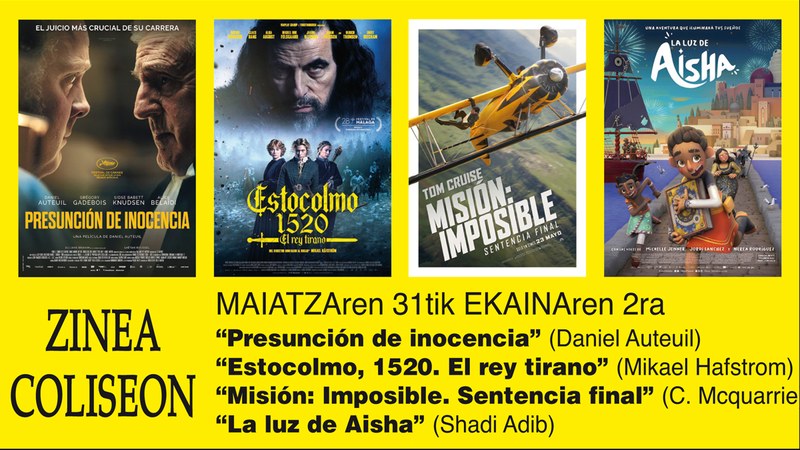 Pelikula berriak izango dira asteburuko Coliseoko guztiak