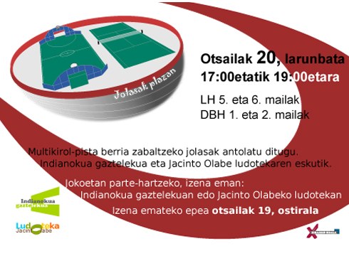 "Plazan jokuak" ekimenarekin multikirol pista berria zabalduko du Udalak Zezen biden