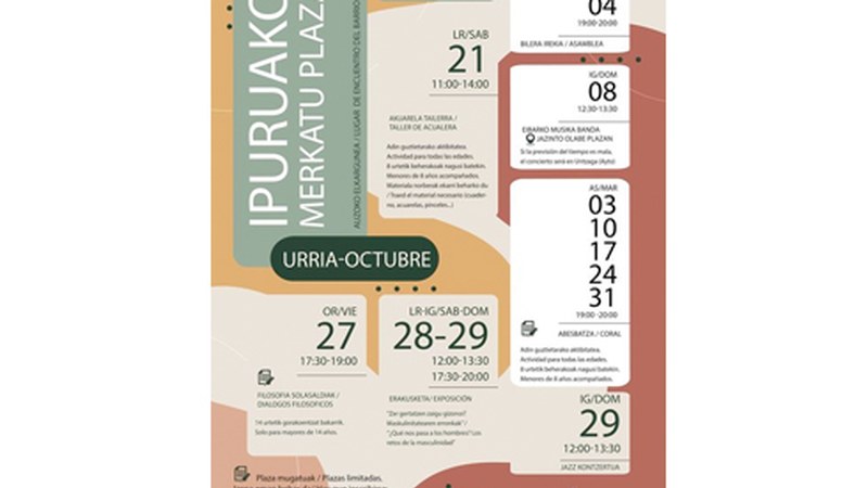 Prest dago urriko agenda Ipurua Merkatu plazan: hasteko gaur abesbatza eta bihar bilera irekia