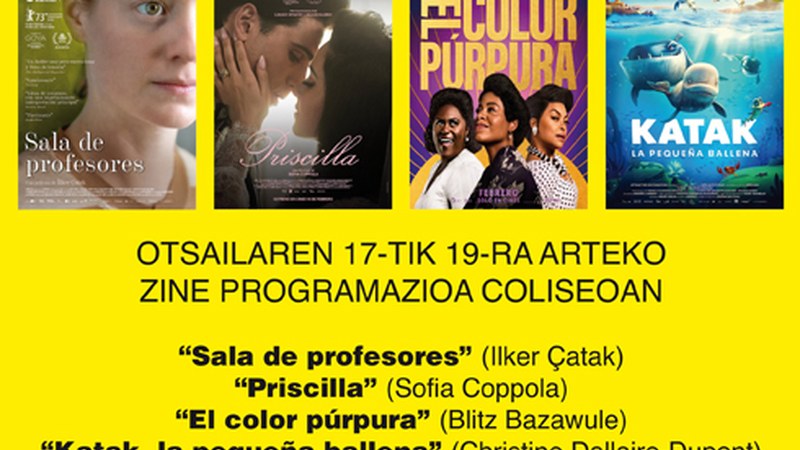 “Priscilla” eta “El color púrpura” Coliseo antzokiko zine-karteldegian
