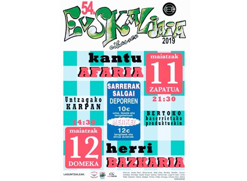 Salgai daude Euskal Jaiko kantu-afarirako eta herri-bazkarirako txartelak