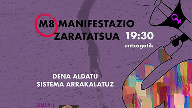 Talde feministek manifestazio zaratatsua deitu dute gaurko, 19:30ean Untzagatik