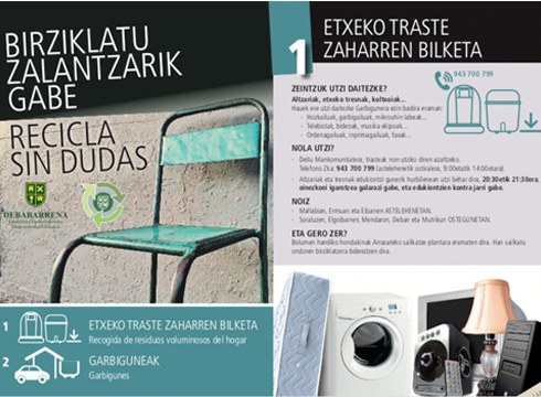 Tamaina handiko hondakinen birziklatzea eta Garbiguneen erabilera hobetzeko kanpaina hasi du Mankomunitateak