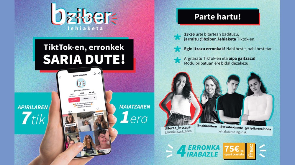 TikTok sareko gazteentzako Bziber lehiaketa abian da