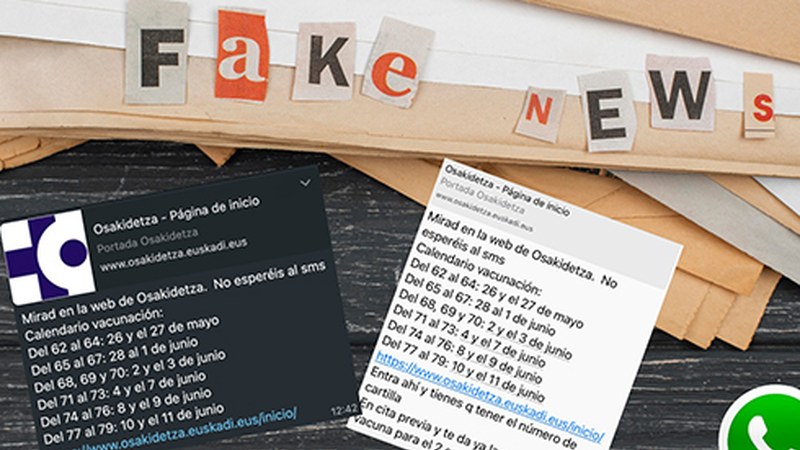 Txertaketari buruzko mezu faltsuak zabaltzen ari dira