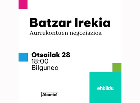 Udal aurrekontuen negoziazioari buruzko herri batzarra egingo du gaur arratsaldean EH Bilduk