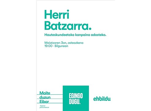 Udal hauteskundeetarako programa eta kanpaina aurkeztuko ditu gaur arratsaldean Bilduk