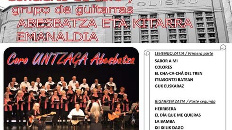 Untzaga Jubiletxeko Abesbatzak Sanjuanetako kontzertua eskainiko du zapatuan Coliseoan