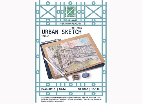 Urban Sketch tailerra eskainiko dute bihar goizean Ipuruako Merkatu Plazan