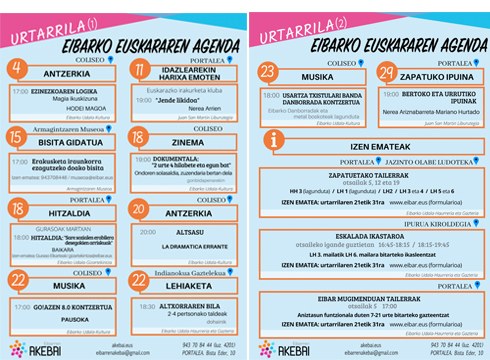 Urtarrileko euskararen agenda atera du Eibarren Akebaik