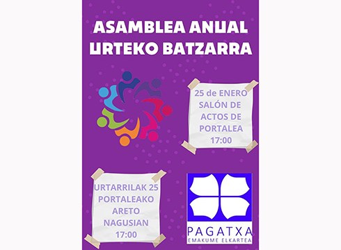 Urteko batzarra egingo du bihar Pagatxa emakumeen elkarteak