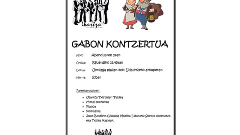 Usartza Txistulari Bandak kontzertua emango du Untzagan abenduaren 24an, Olentzerori ongietorria egiteko