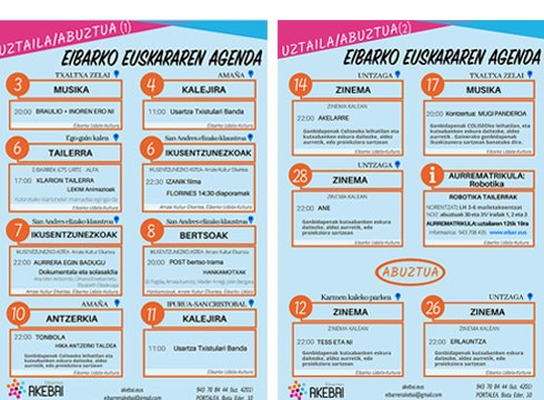 Uztaila eta abuztuko euskararen agenda atera du Eibarren Akebaik