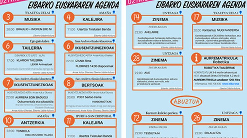 Uztaila eta abuztuko euskararen agenda atera du Eibarren Akebaik