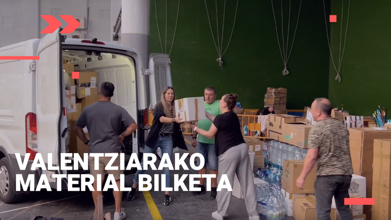 Valentziako hondamendian kaltetuak izan direnei laguntzeko materiala biltzen dihardute