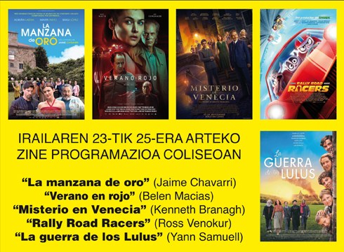 “Verano en rojo” eta “Misterio en Venecia” asteburuko Colisoko karteldegian