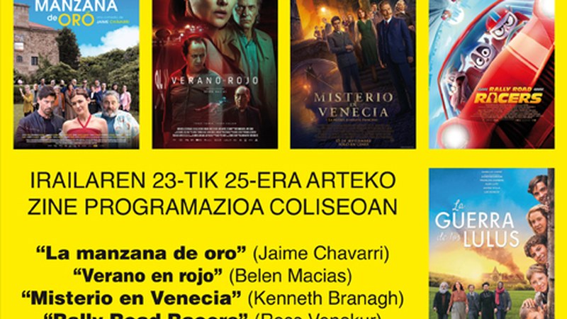 “Verano en rojo” eta “Misterio en Venecia” asteburuko Colisoko karteldegian